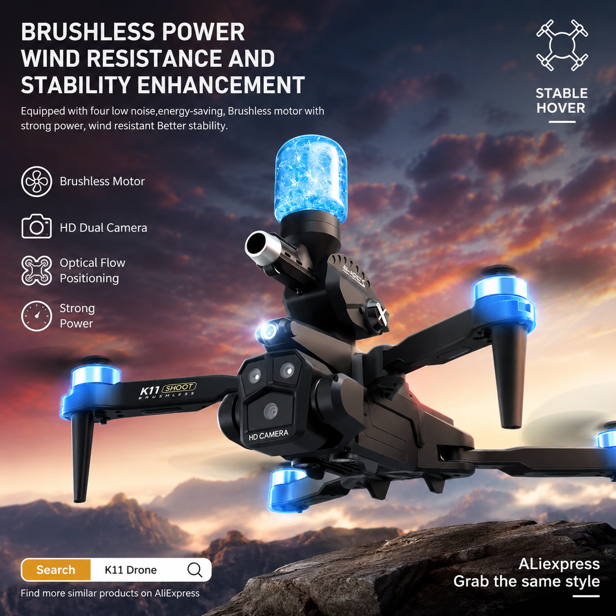 K11MAX Drone with Water Bombs  - Drone Gimbal Mount recension och pris